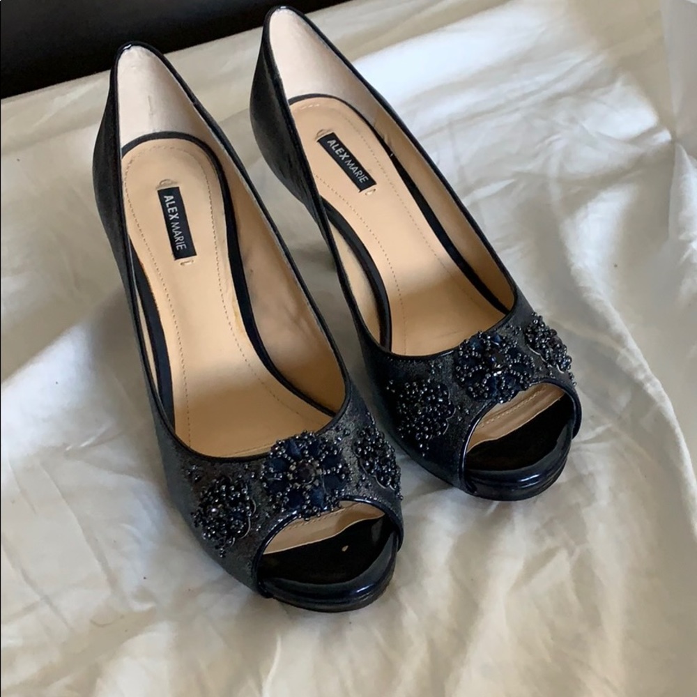 Alex Marie Navy Sparkle Heels